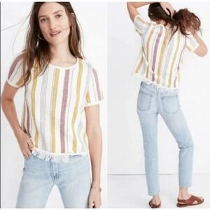 Madewell Women's Blakley Stripe Sweater Tee Short Sleeve Size‎ Small